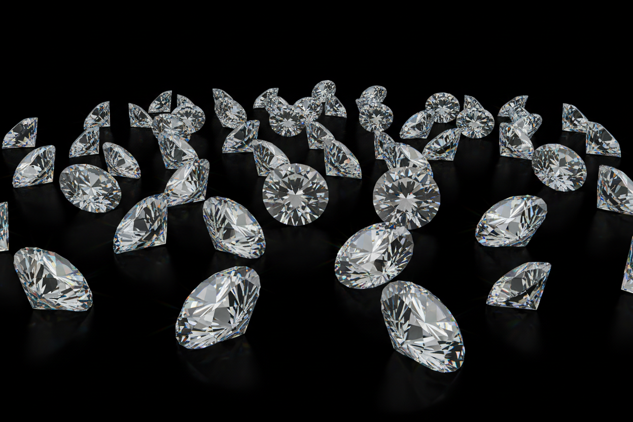Diamonds scattered on a black background